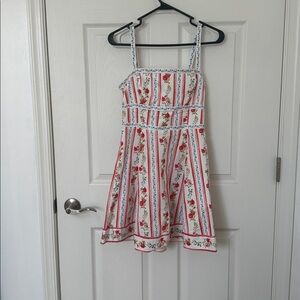 The Margot Mini Dress in Pomegranate Stripe